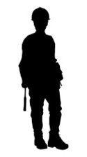 125x224 Construction Worker Silhouette At Work With Creative Charts