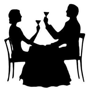 300x300 Couple Dining Silhouette Unmounted Rubber Stamp, Paris, New Year'S