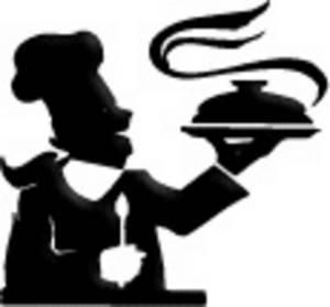 300x279 Clipart Picture Of A Chef, Holding A Platter, In Silhouette