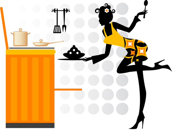 600x478 Woman Chef Cooking Silhouette Vector