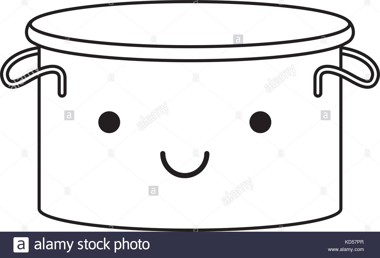 1300x882 Cooking Pot Flat Monochrome Kawaii Silhouette Stock Vector Art
