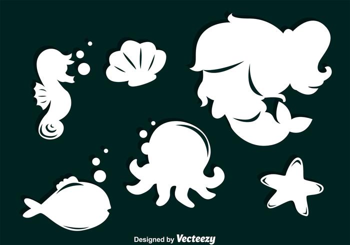 700x490 Cartoon Mermaid Silhouettes