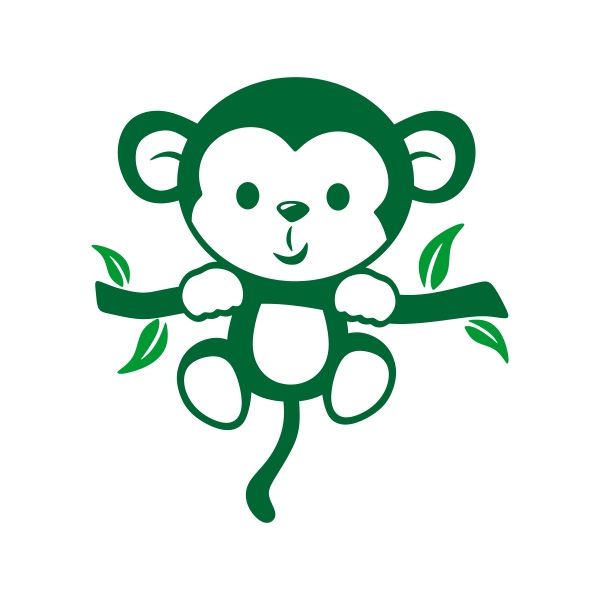 600x600 Little Monkey Cuttable Design Cut File. Vector, Clipart, Digital