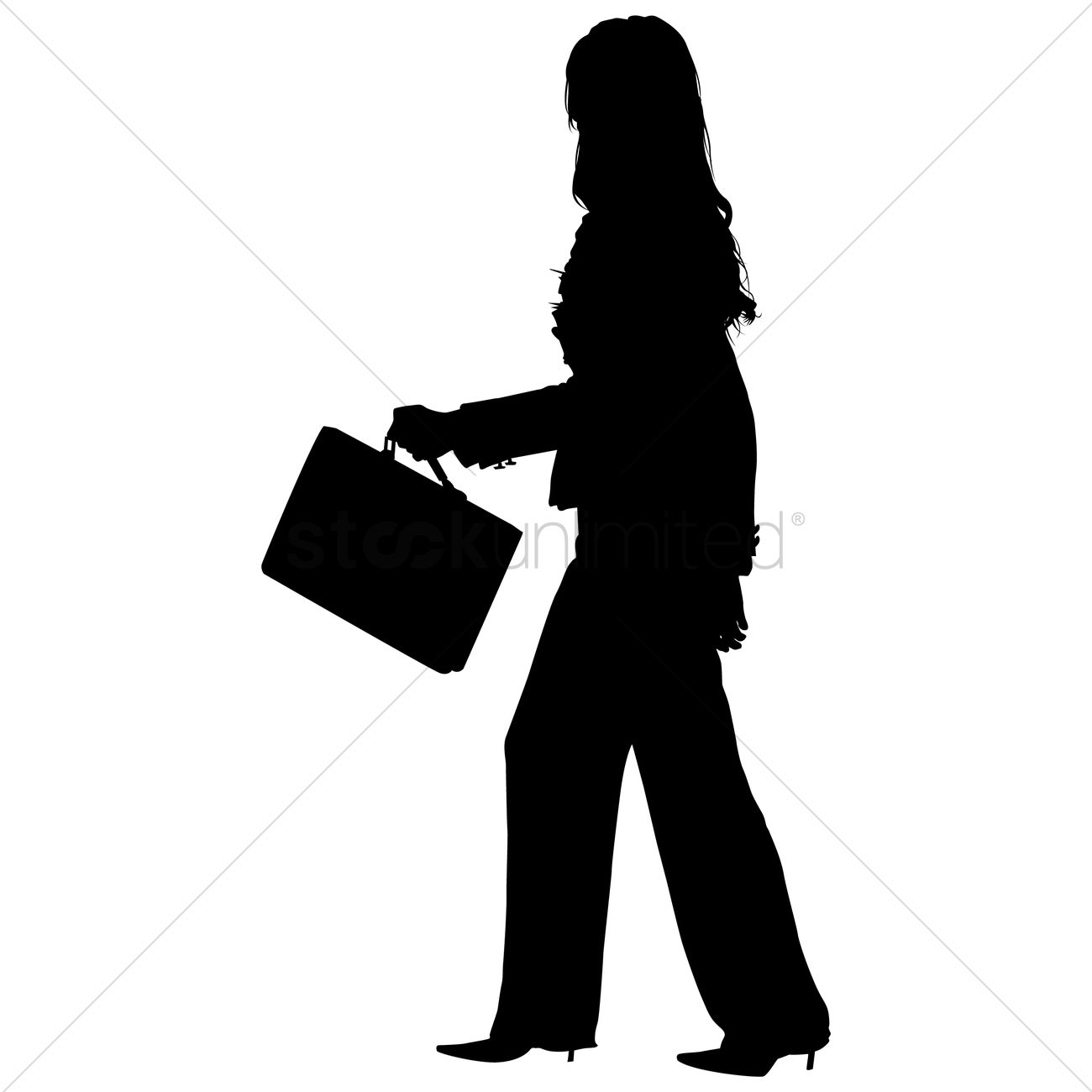 1300x1300 Businesswoman With Briefcase Silhouette Vector Image