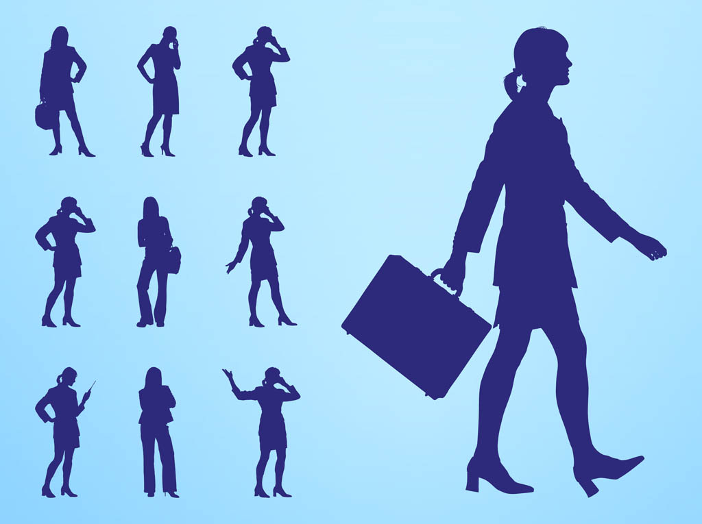 1024x765 Businesswomen Silhouettes Set Vector Art Amp Graphics