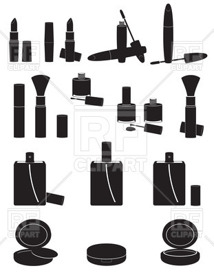 311x400 Black Silhouette Of Cosmetics Set Royalty Free Vector Clip Art