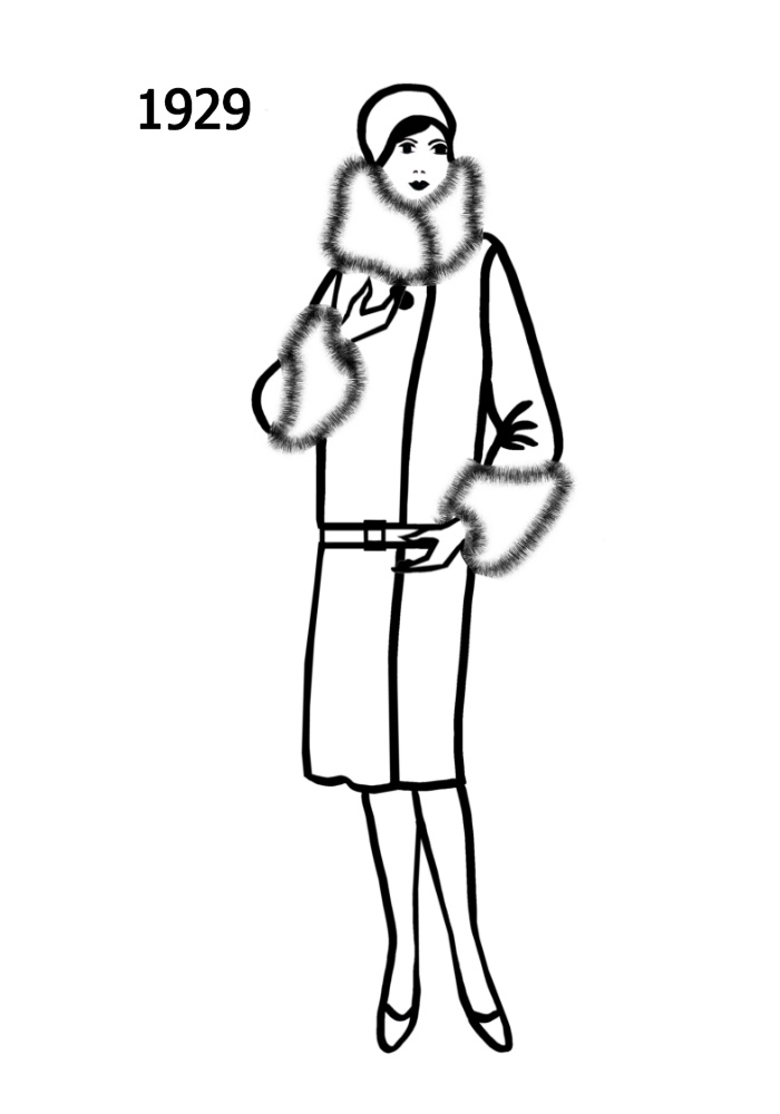 700x1000 Costume History Silhouettes 1928 1929. Free Line Drawings