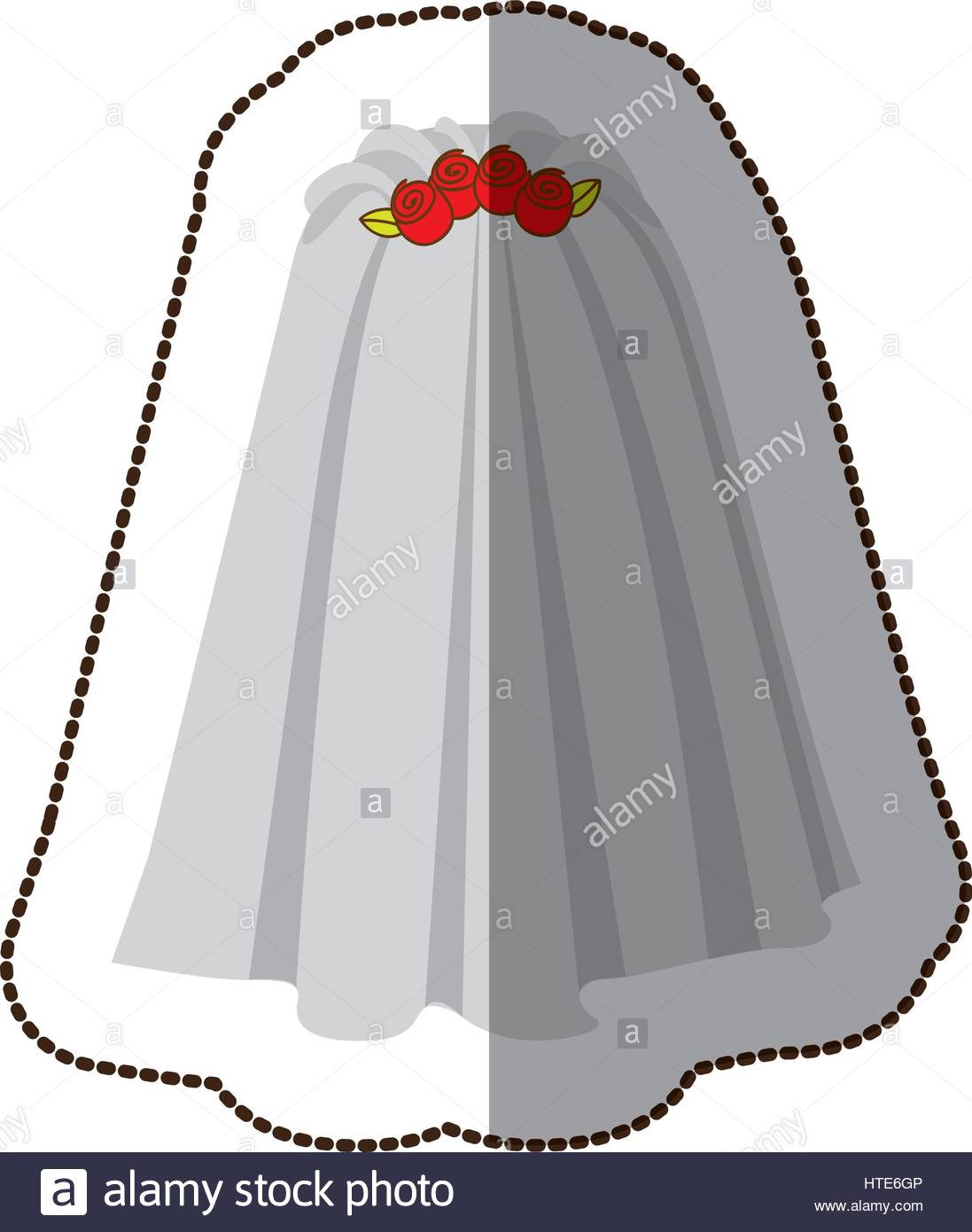 1097x1390 Sticker Colorful Silhouette Costume Veil Bride With Roses Stock