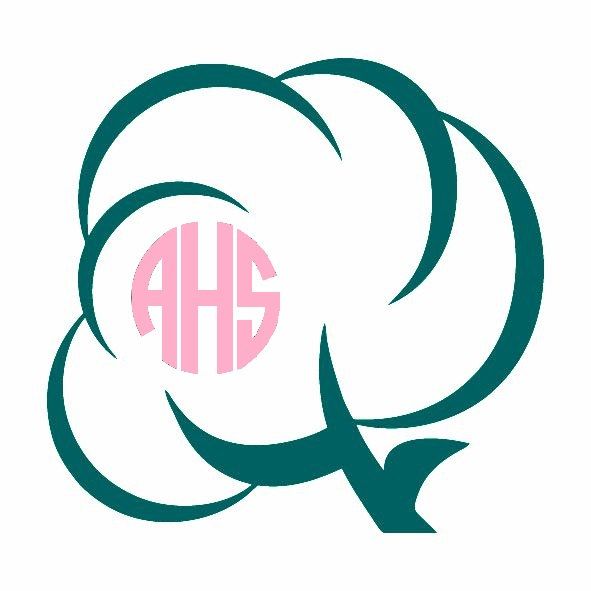 591x591 Cotton Boll Monogram Decal