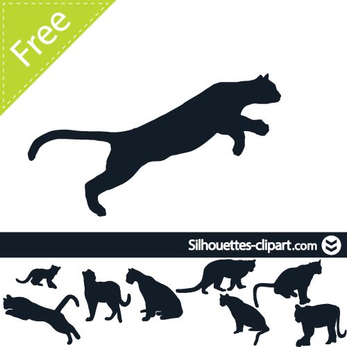 500x500 Cougar Vector Silhouette Silhouettes Clipart Silhouettes