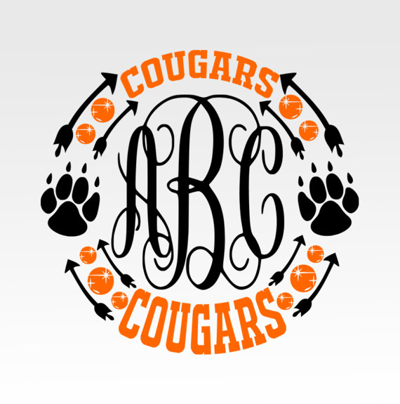 570x575 Cougars ,monogram, Paw, Cougars ,art, Arrows , Svg, Dxf, Png, Jpg