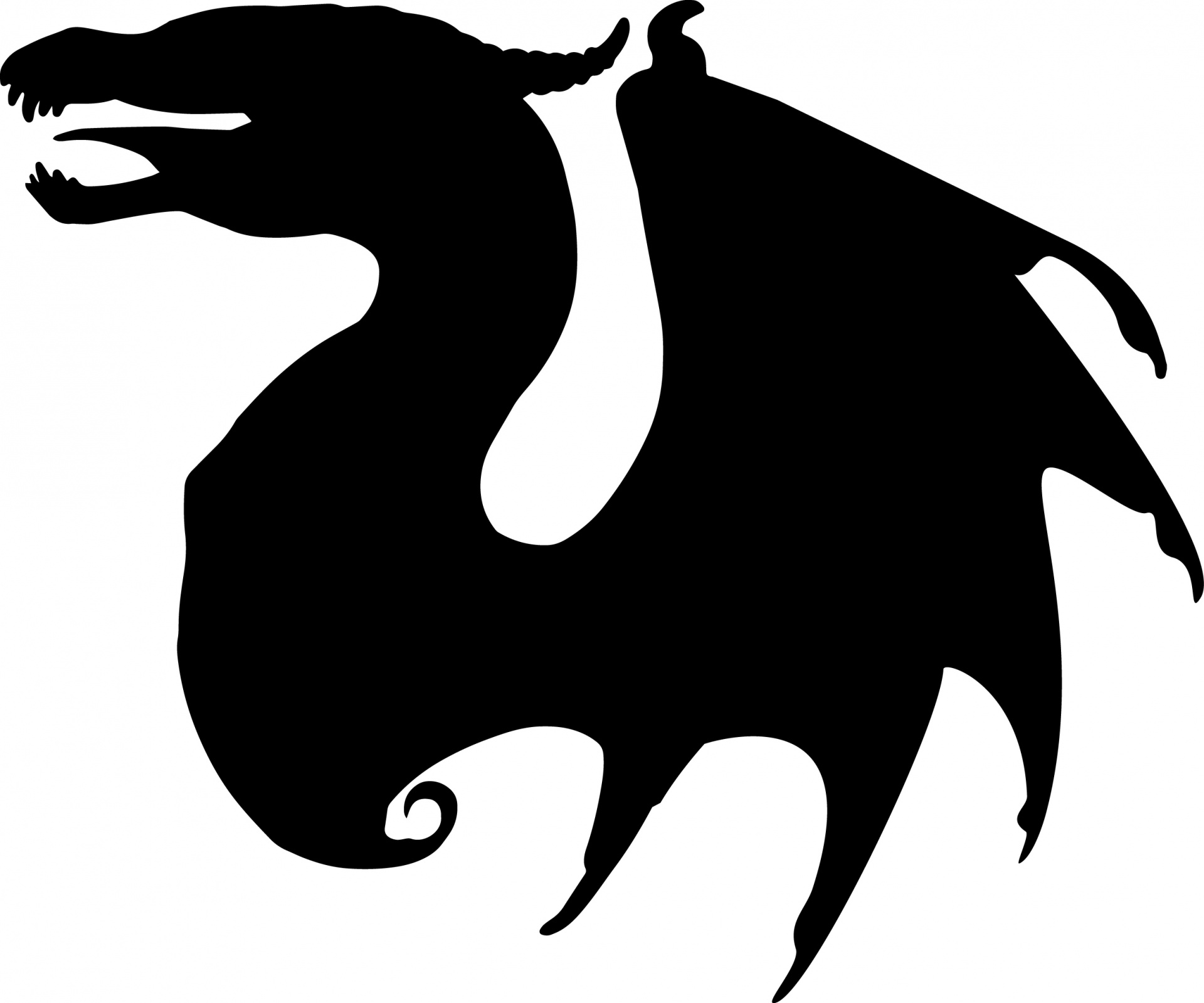 1920x1599 Dragon Silhouette Drawing Free Stock Photo