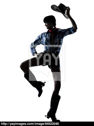382x512 Woman Cow Girl Dancer Happy Dancing Country Music Silhouette Image