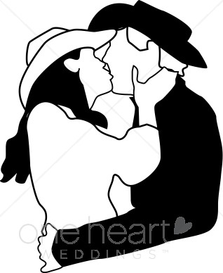 318x388 Kissing Country Couple Clipart Western Wedding Clipart