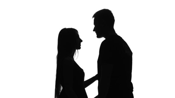 590x332 Couple In Love. Sweet Kiss. Silhouette. White By Kinomaster