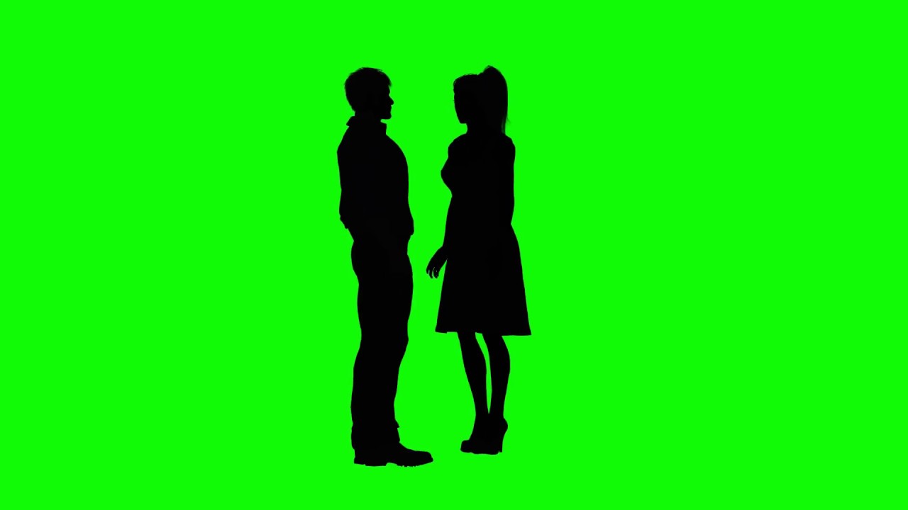 1280x720 Green Screen Man And Woman Couple Kissing Silhouette