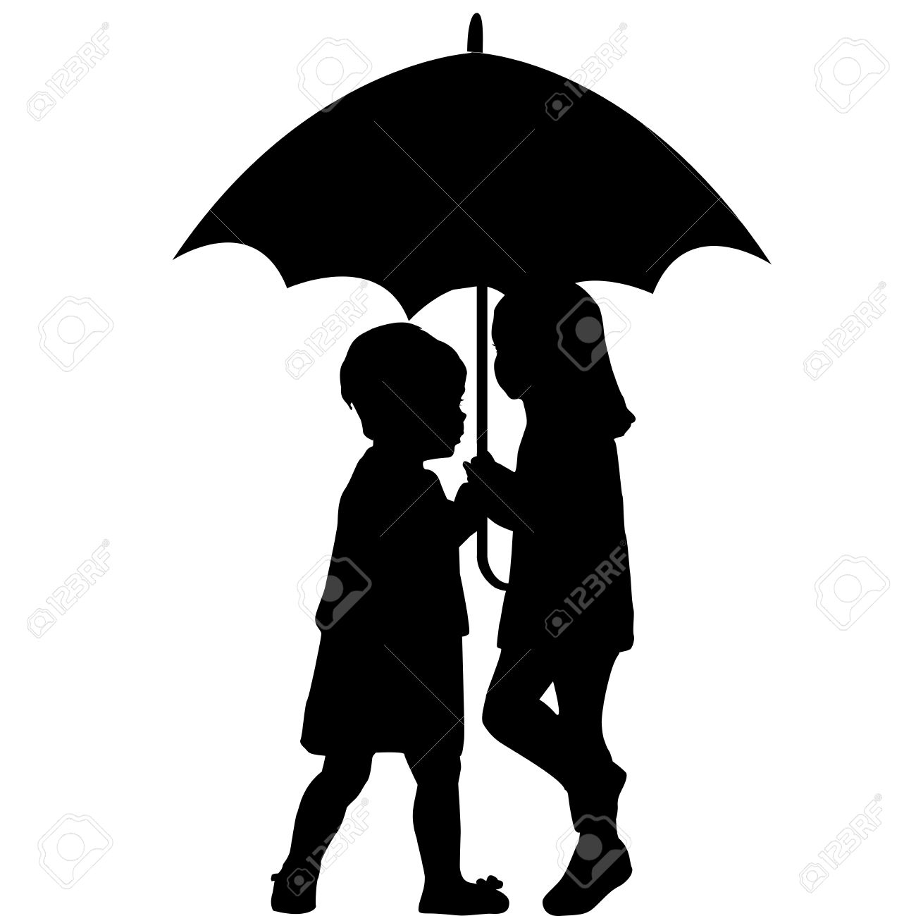 1300x1300 Lady Standing Umbrella Silhouette Clipart Collection