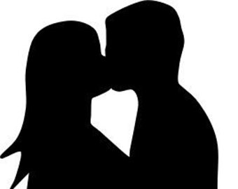 340x270 Couple In Love Art Print Kissing Couple Silhouette Art