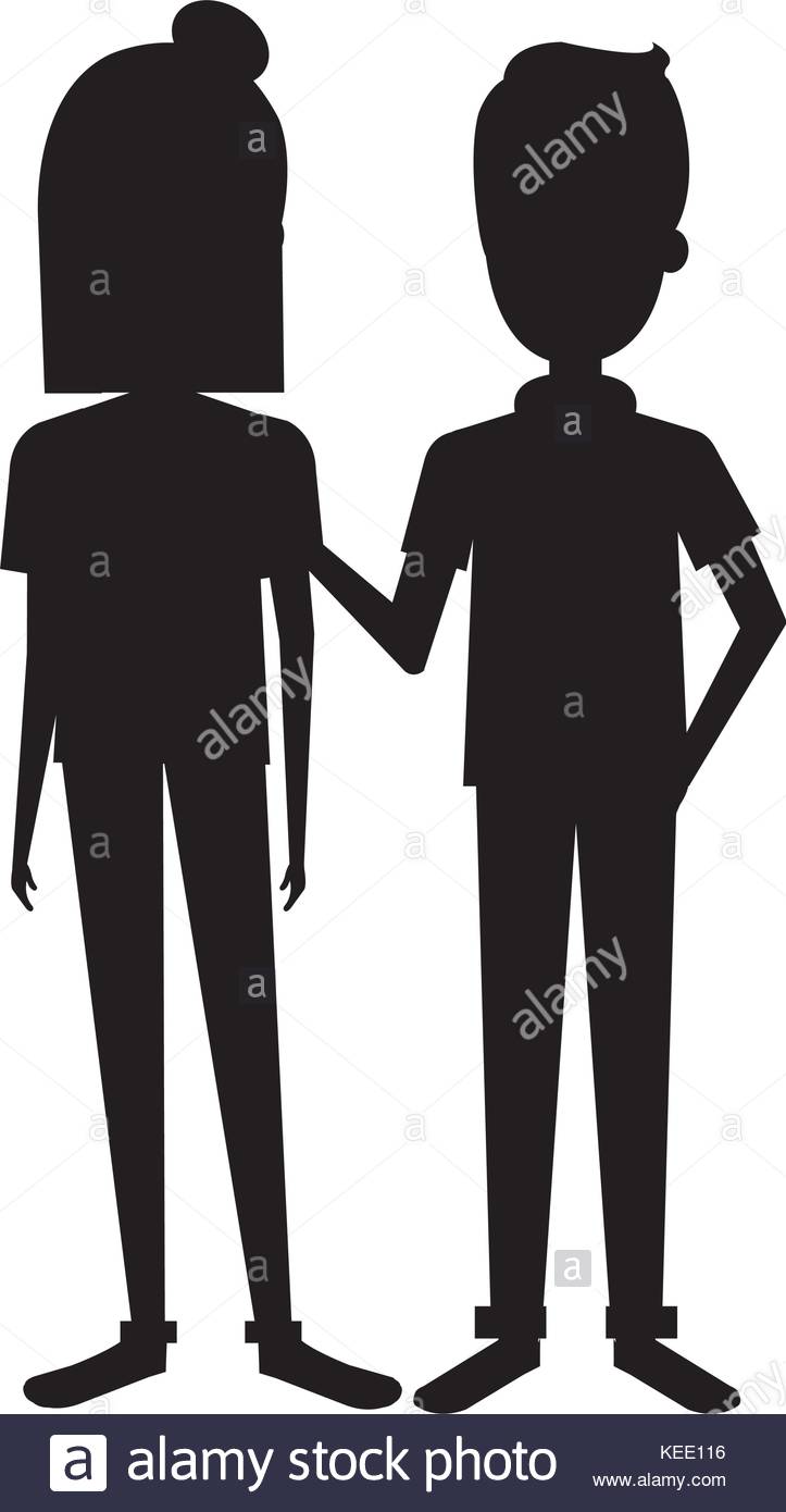 723x1390 Lovers Couple Silhouette Avatars Character Stock Vector Art