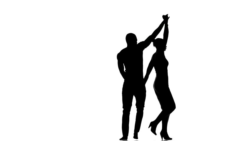 852x480 Latino Dancers In Action Isolated On White Background, Silhouette