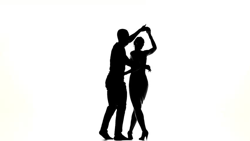 852x480 Salsa In Perform Silhouette Couple Professional Dancers On White