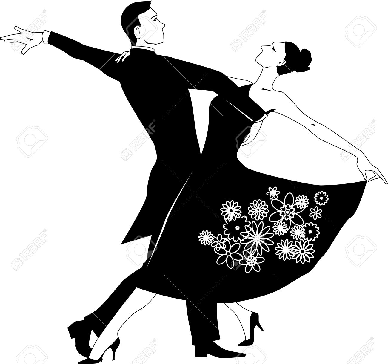 1300x1218 And White Couple Dancing Clipart