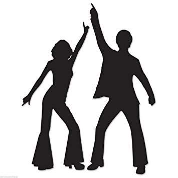 355x355 Funky 70's Disco Dancing Couple Silhouettes Party Wall