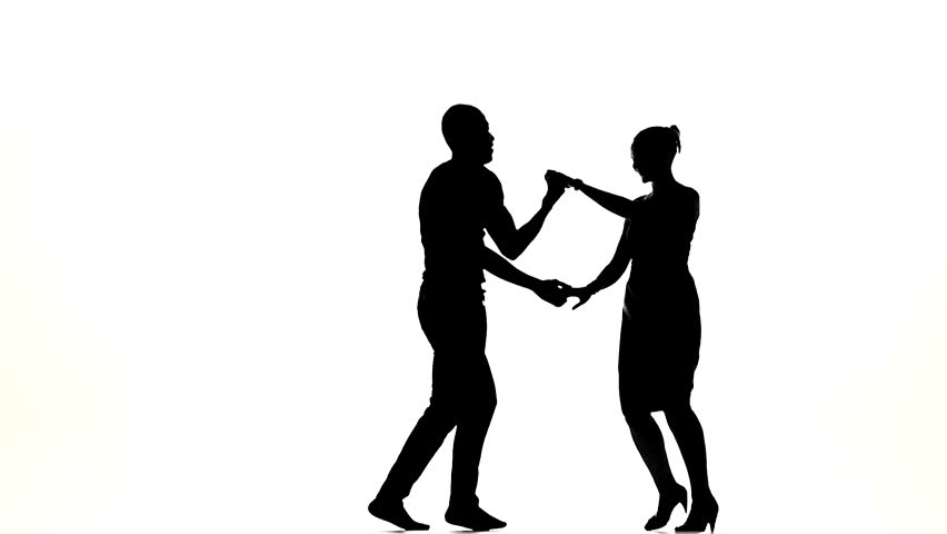 852x480 Couple Silhouette Professional Dancing Rumba On White Background