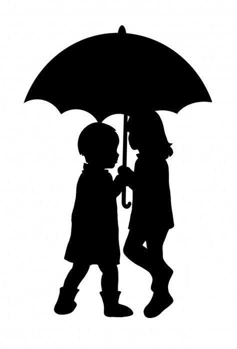 474x698 30 Unique Couple Silhouette Umbrella Crayon Art