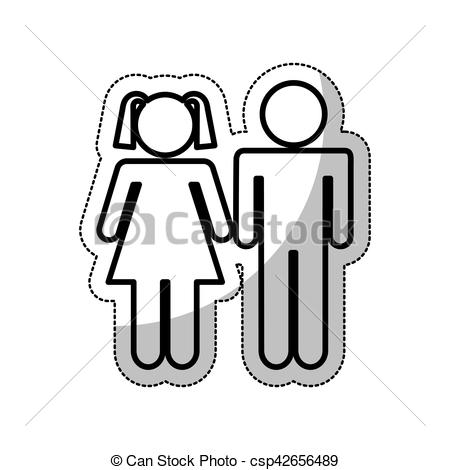 450x470 Couple Silhouette Isolated Icon Vector Illustration Design Vector