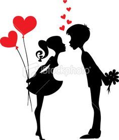 236x278 Silhouette Of Two People With Red Hearts Couple Silhouette