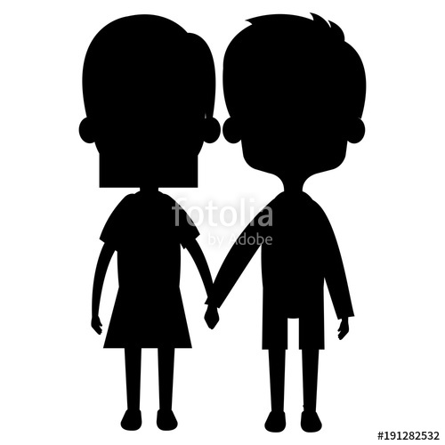 500x500 Cute And Little Kids Couple Silhouette Vector Illustration Design
