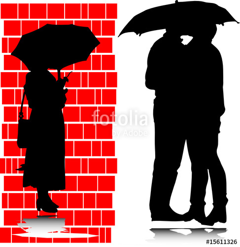 487x500 Kiss Under The Umbrella Silhouettes Stock Image And Royalty Free