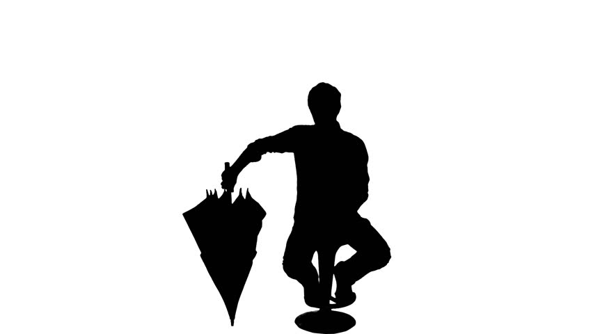 852x480 Umbrella Playing Man Silhouette