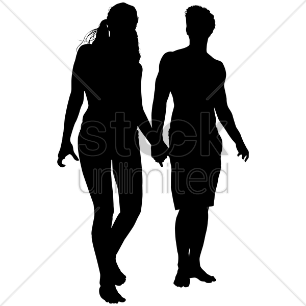 600x600 Silhouette Of Couple Walking Together Vector Image