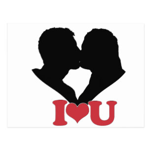 307x307 Heart Kissing Couple Silhouette Cards