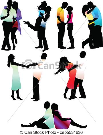 360x470 Set Of Happy Love Couple Silhouettes. Boys And Girls.vector Clip
