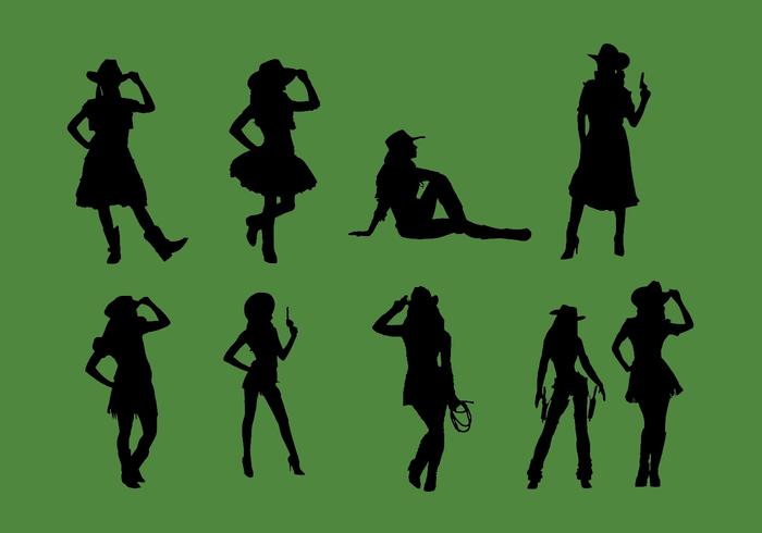 700x490 Cowgirl Silhouette Vector Set