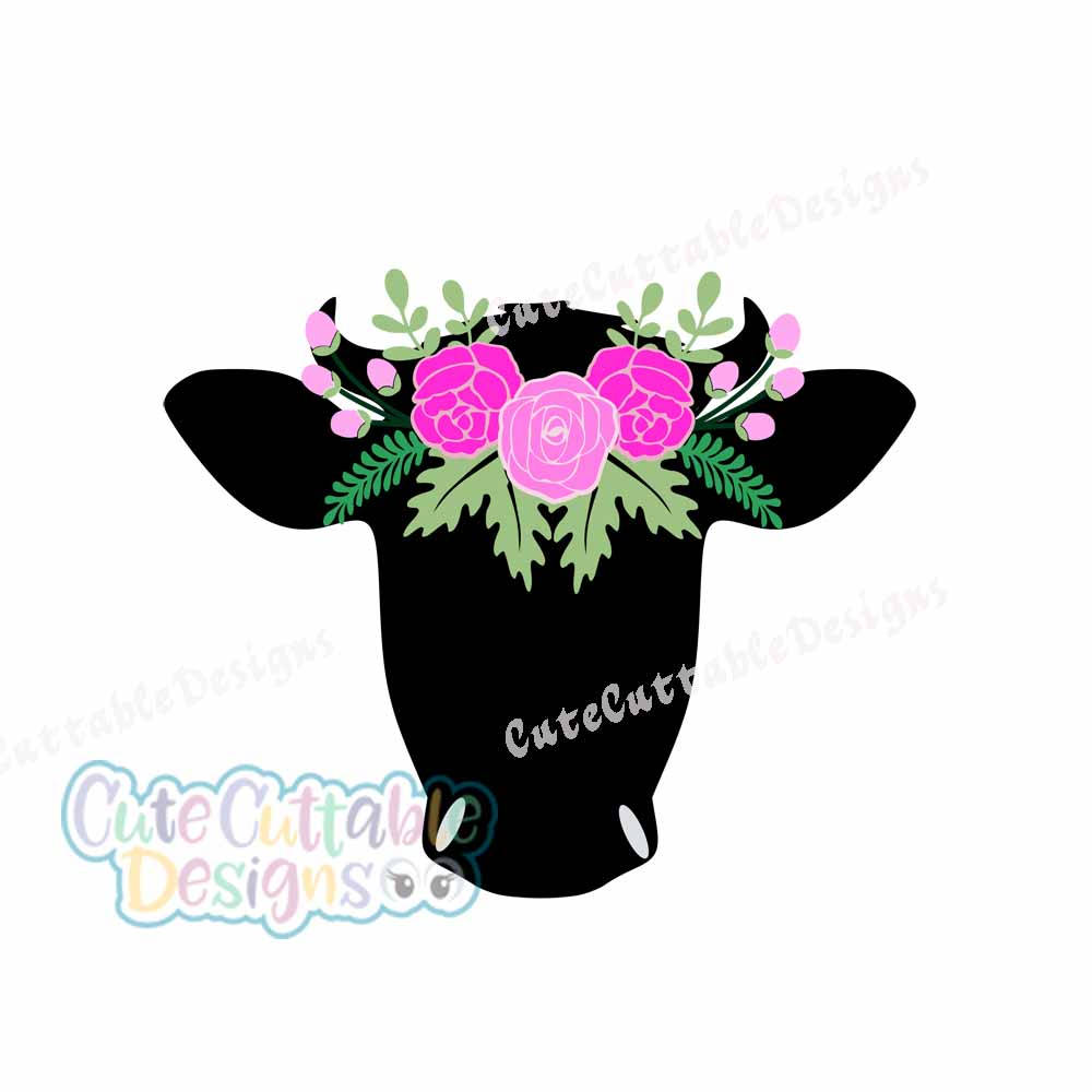 1000x1000 Cow Skull, Floral Cow Head Svg, Cut, File, Bull Flowers, Vector