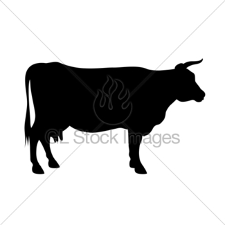 325x325 Cow Silhouette And Green Leaves Gl Stock Images