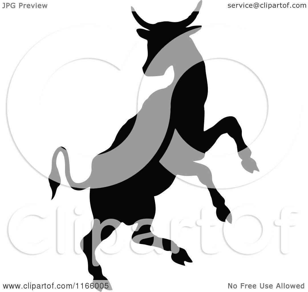 1080x1024 Clipart Of A Silhouetted Rearing Cow