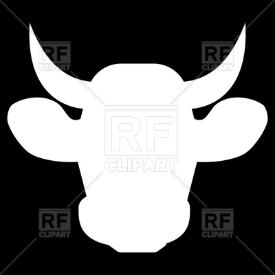400x400 Cow Head White Silhouette Icon Royalty Free Vector Clip Art Image