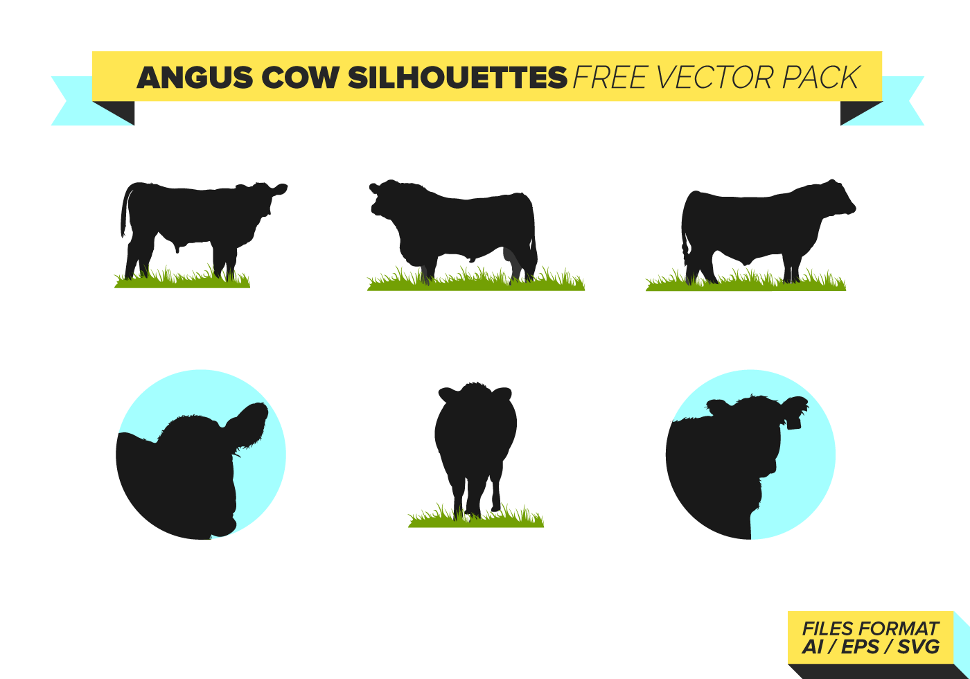 1400x980 Angus Cow Silhouettes Vector Pack