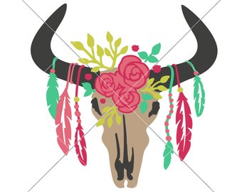 340x270 Bull Skull Svg Etsy