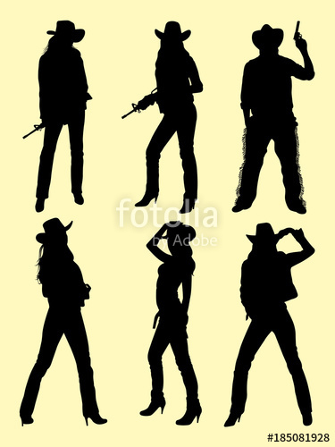375x500 Cowboy Amp Cowgirl Silhouette 01. Good Use For Symbol, Logo, Web