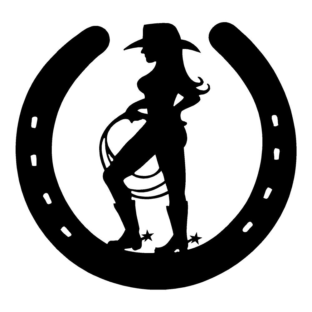 1000x1000 Cowgirl Horseshoe Cowboy Western Truck Stickers
