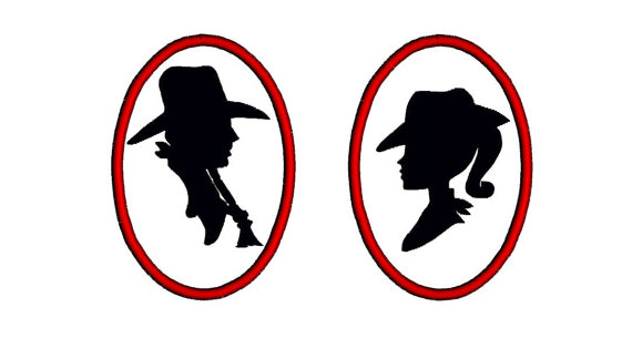 570x305 Cowboy Cowgirl Cameo Set Applique Embroidery Design. His And Hers