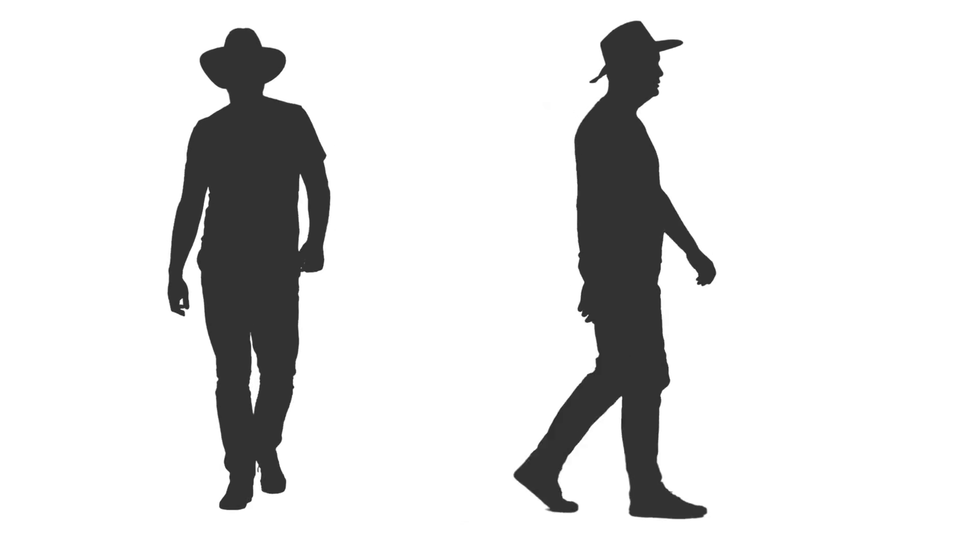1920x1080 Silhouette Of Male Walking In Cowboy Hat, 2 In 1, Alpha Channel