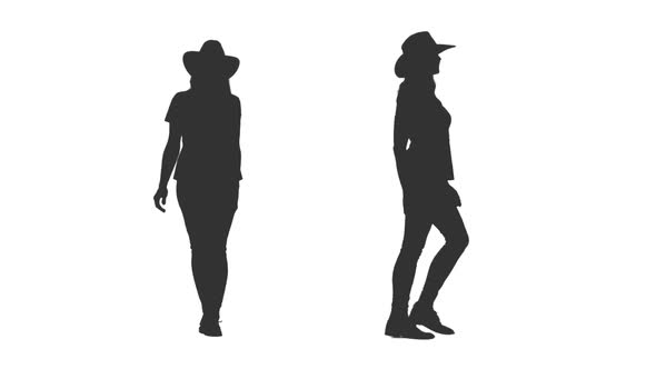 590x332 Walking Female Silhouette In Cowboy Hat, Alpha Channel By Mgpremier