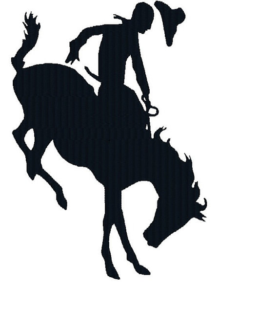 570x632 Cowboy On Bucking Bronco Horse Silhouette Machine Embroidery